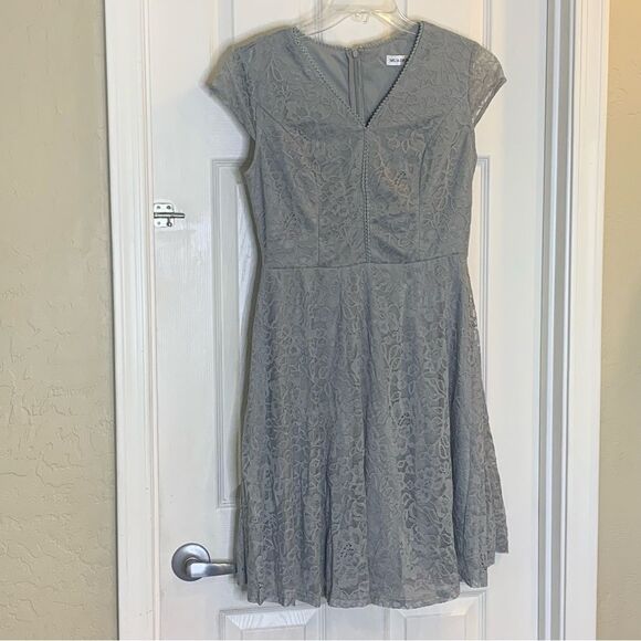 MUADRESS Women's Lace Cocktail Wedding Party Dress Gray Size Large - Picture 3 of 11